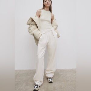 ZARA JEANS ASYMMETRIC WIDE LEG HIGH WAIST SIZE 04 CREAM